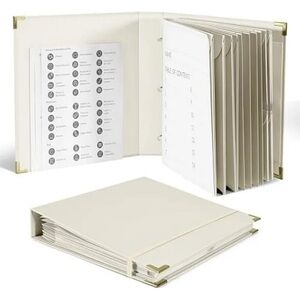 Cream Accordion File Organizer Binder with Corner Protectors
